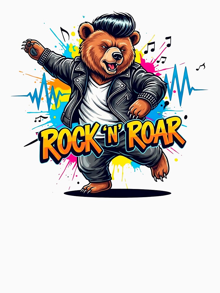 Retro Rockabilly Dancing Bear Sticker T-Shirt Hoodie by SholoStudio