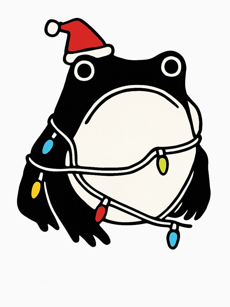 Funny Christmas Frog Tangled in Lights Santa Hat Minimalist by haitrieuic96