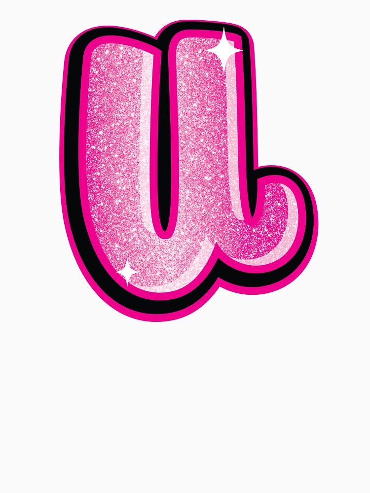 Glitter Pink U Initial Sticker by LazyCreativeCo