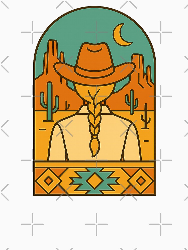 Aesthetic Western Cowgirl Desert Illustration by Tigerr3g