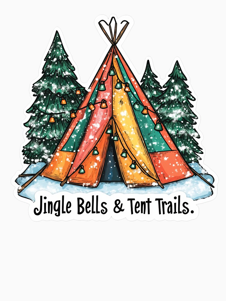 Jingle Bells & Tent Trails – Brightly Colored Tent with Snowy Trees and Festive Vibes by ArtisanSamurai
