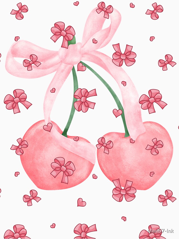 Coquette Cherrys, Pink Bow by Mari67-Ink