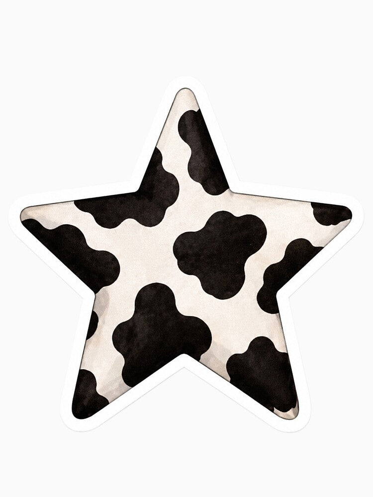 Cow Print Star Aesthetic Sticker by Velvet Cherry Studio