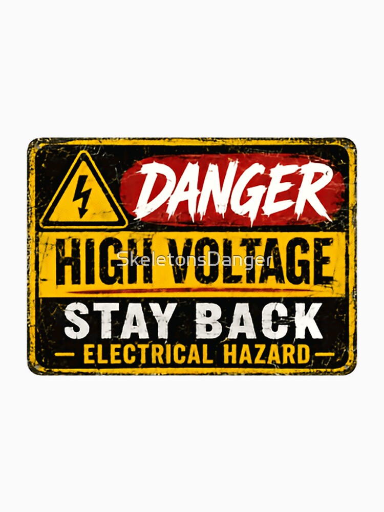 Danger High Voltage Stay Back Electrical Hazard Electrician Electrical Worker Safety by SkeletonsDanger