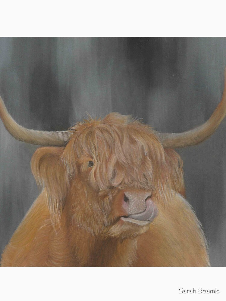 Highland cow on abstract background by Sarah Beamis