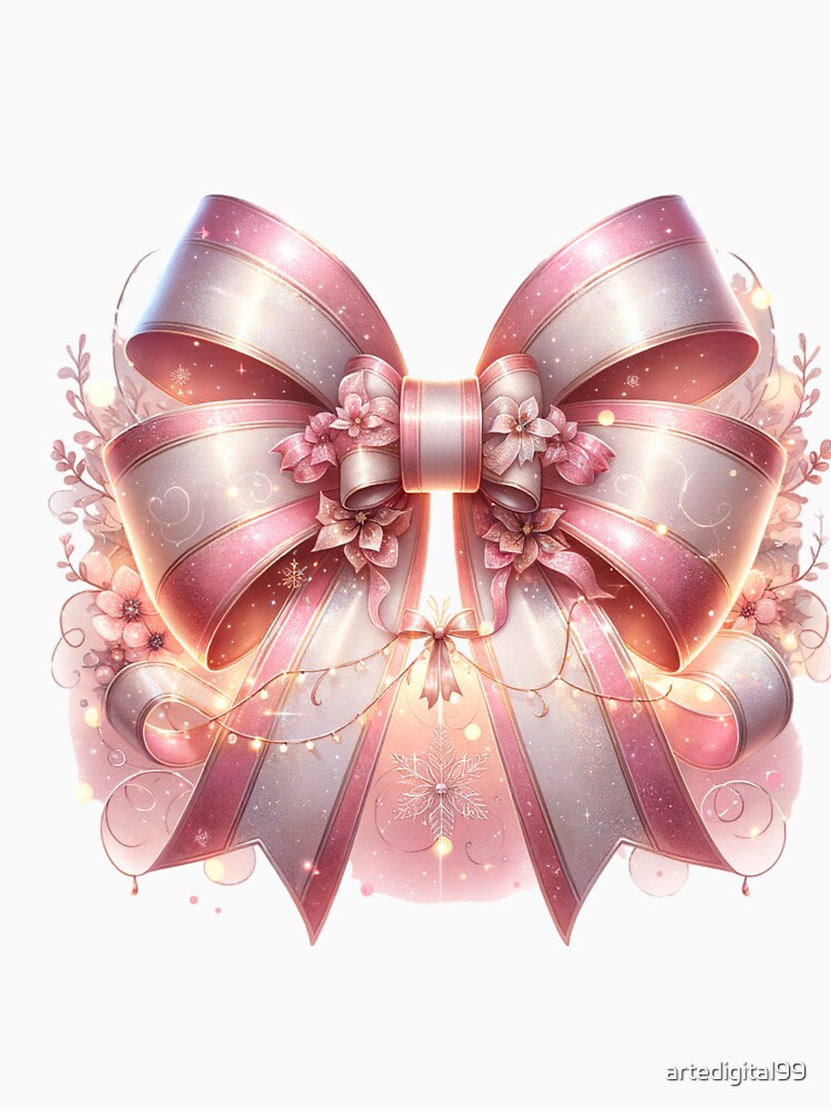 Stylish Coquette Christmas Bow Design – Red & White Holiday Art for T-Shirts, Mugs, Stickers & Gifts by artedigital99