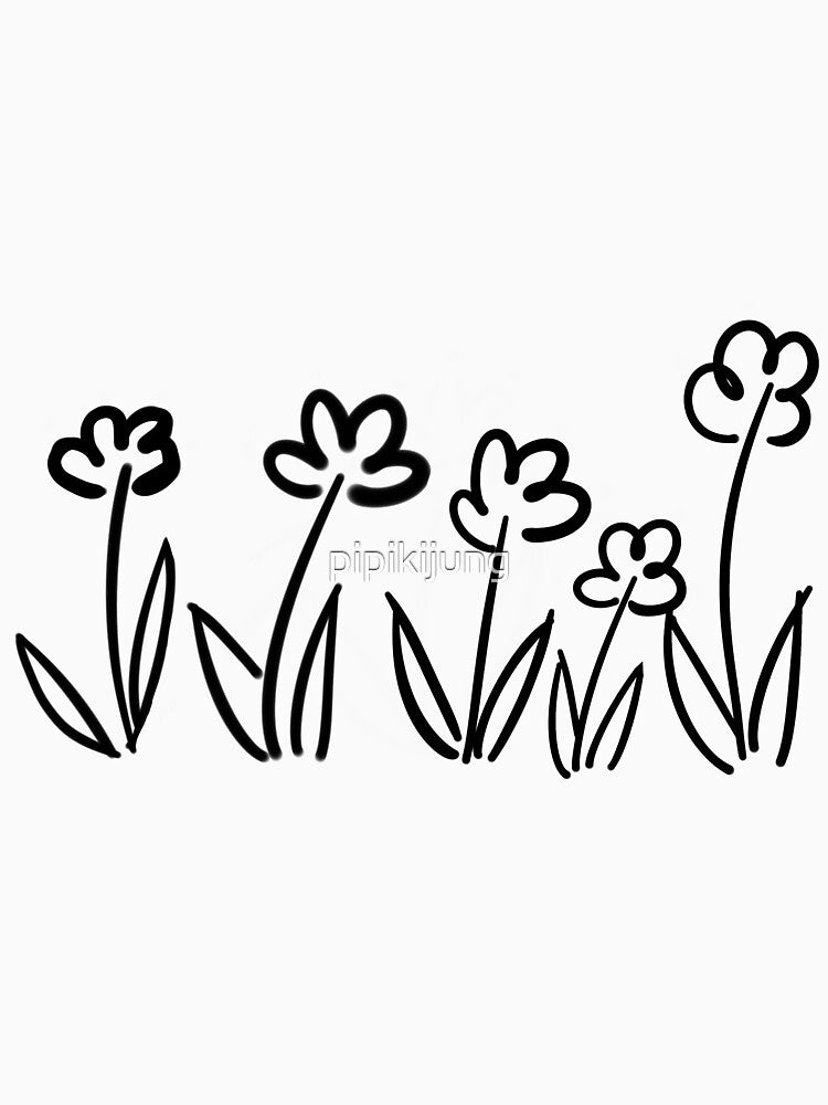Black hand drawn flowers, simply as nature by pipikijung