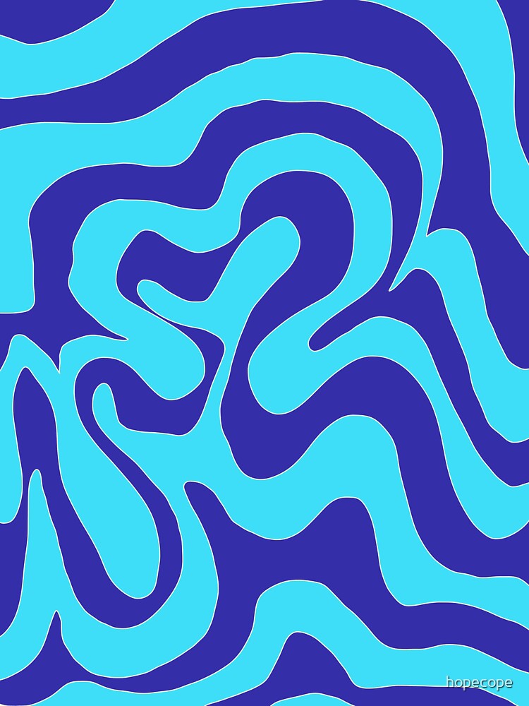 Blue Turquoise Wave Optical Illusion Abstract Painting Pattern by hopecope