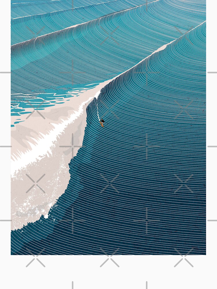 Blue Ocean Waves Line Art by SurfolioPrints