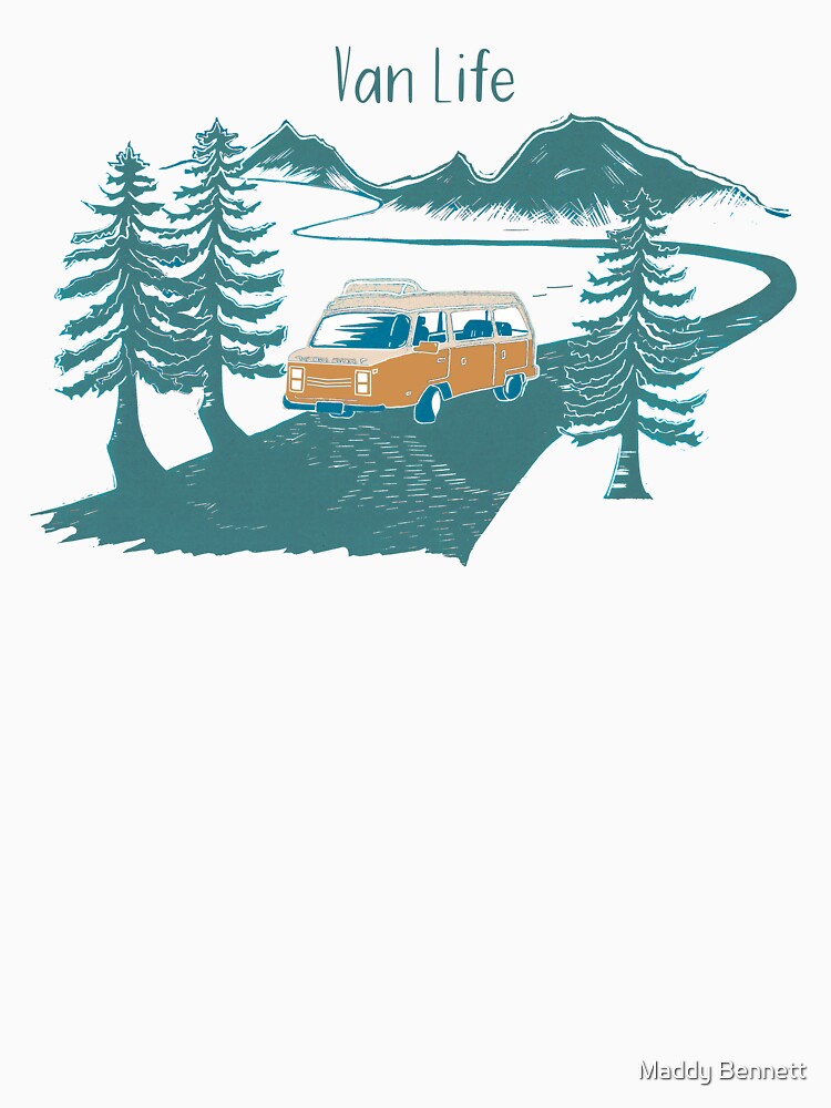 Van life linocut by Maddy Bennett