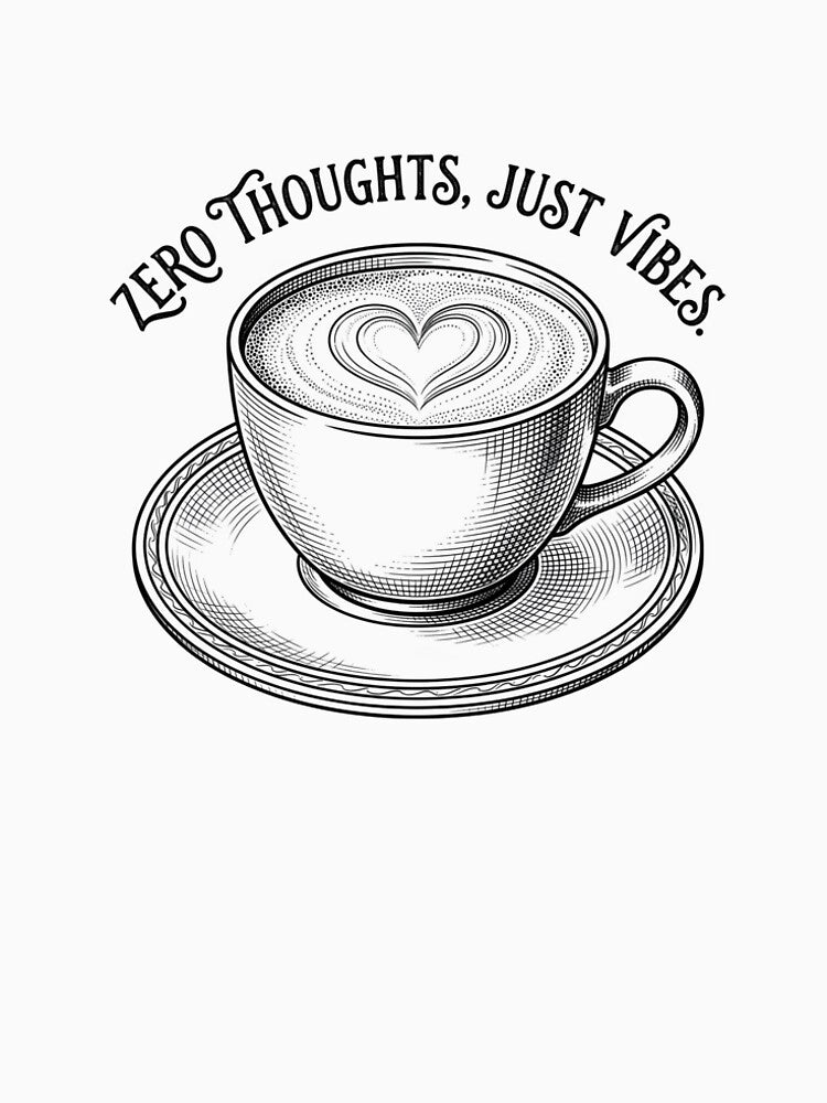 Zero Thoughts Just Vibes Coffee Lover Funny Vintage Coffee T-Shirt by StickerNestYou