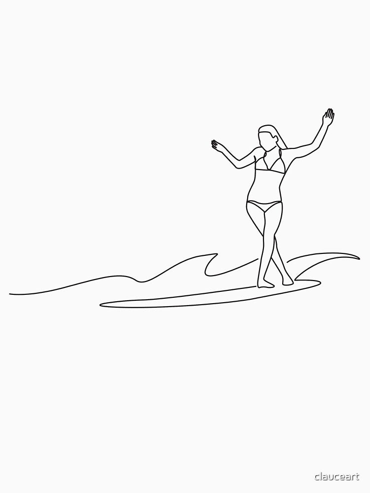 Surfing Single Line Drawing, Surf Illustration, Surf One Line Art by clauceart