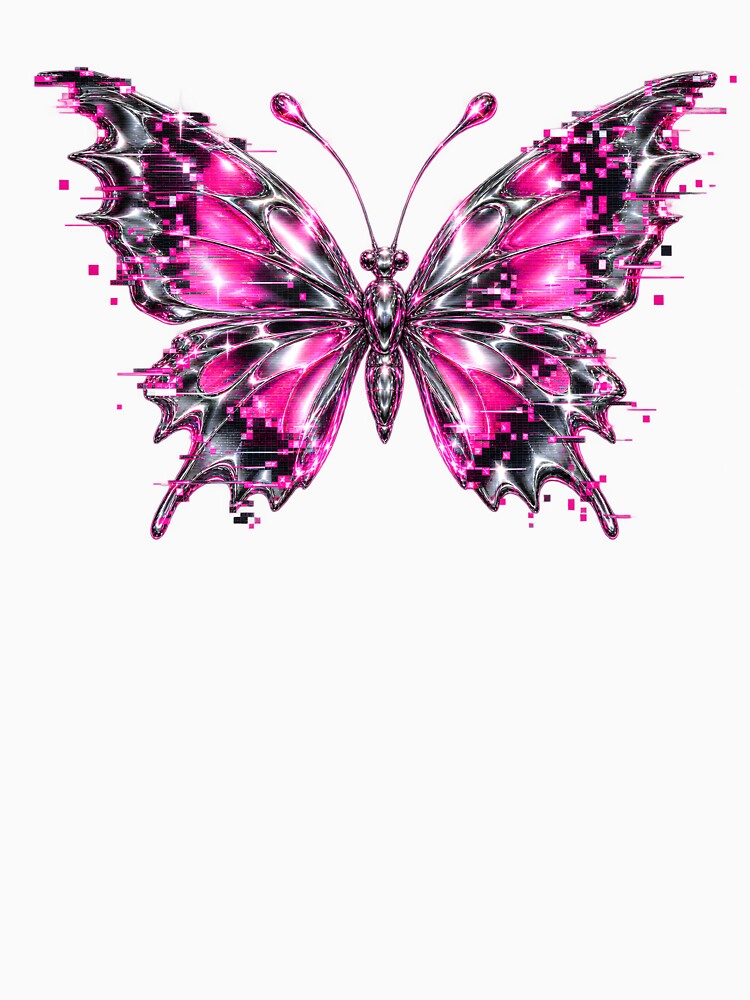 Glitch Butterfly Y2K Cybercore Scanline Design by StaticHeart2000