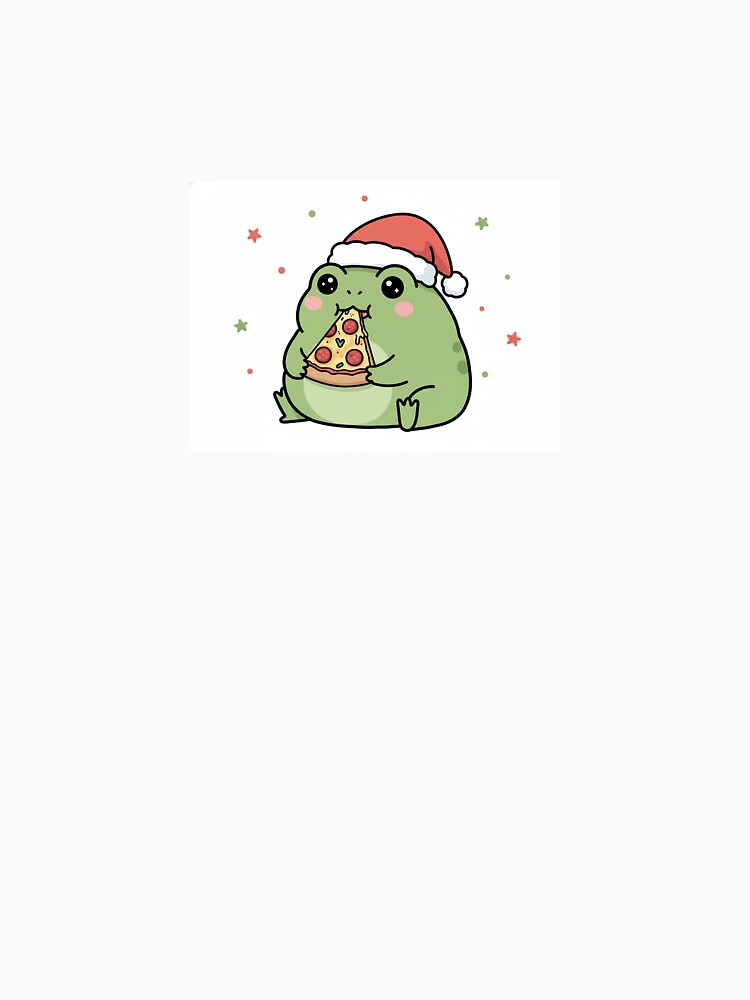 Kawaii christmas frog eating pizza by mayatA-rt