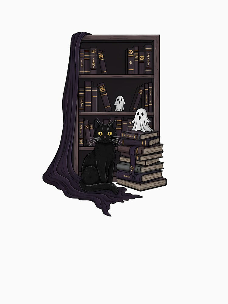 Black Cat Library Ghost Gift by IllumeInk