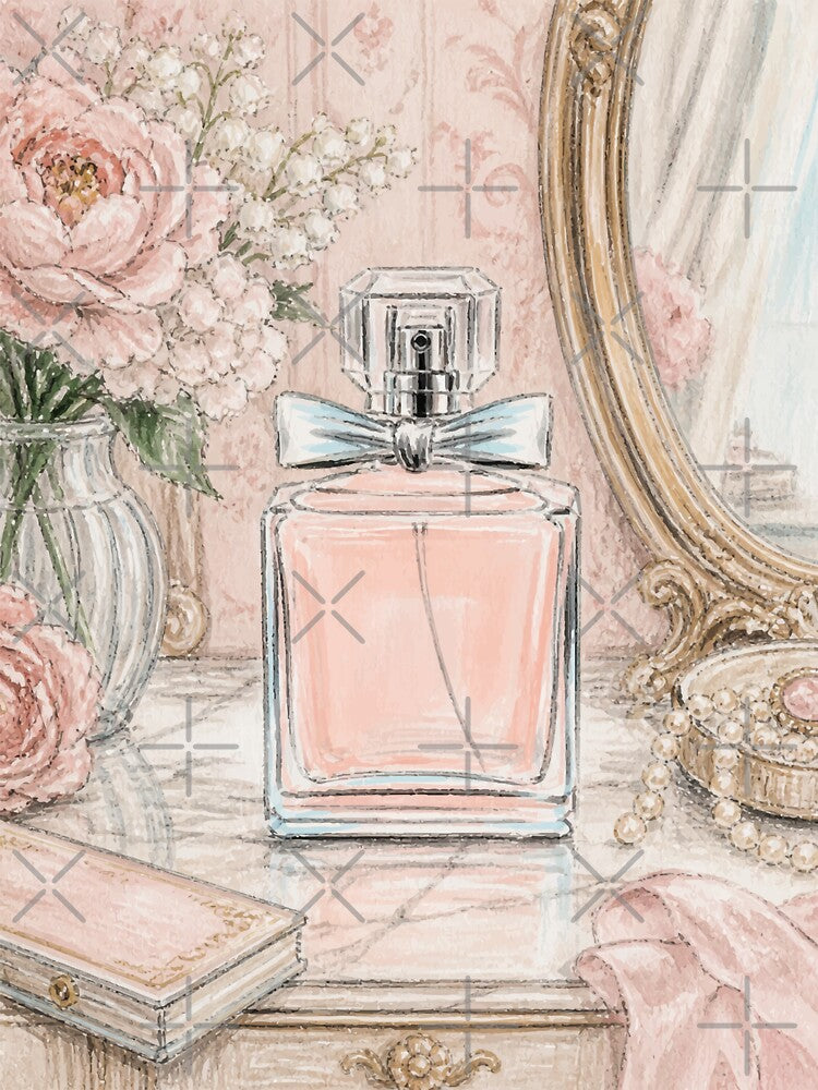 Pink Perfume Bottle by Magnolia Valley Art