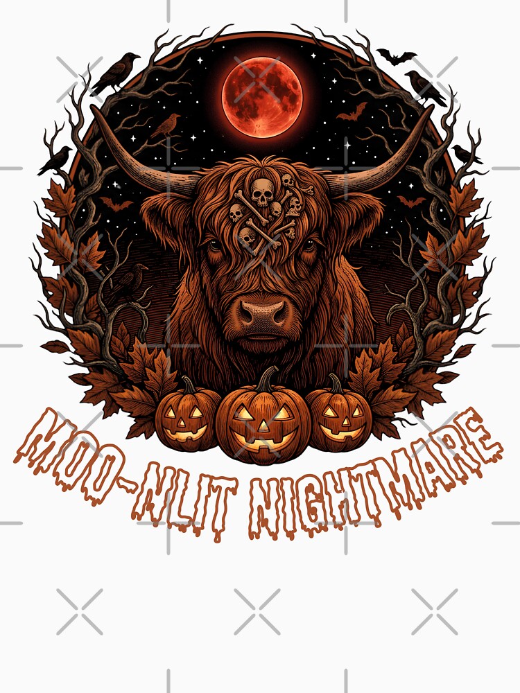 Moo-nlit Nightmare Highland Cow Halloween Goth Cow Goblincore Highland Cow by Neurospicy Trolls