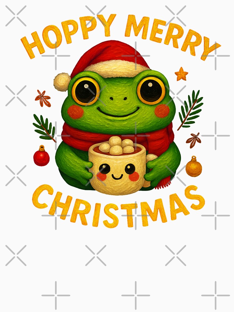Hoppy Merry Christmas Frog Art by Liv Solara