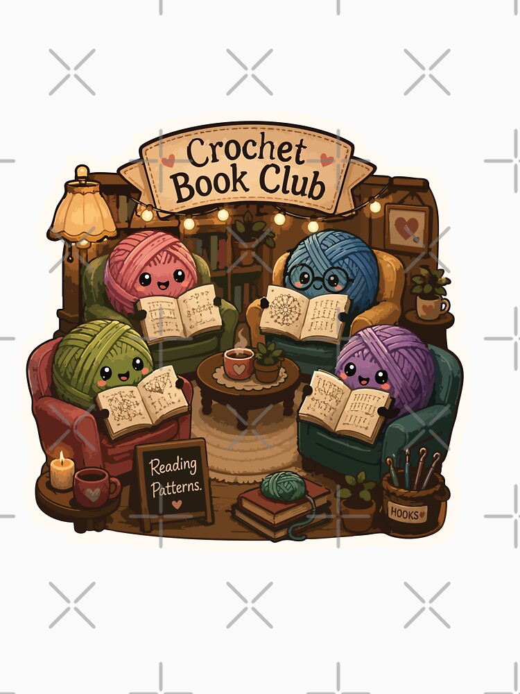 Crochet Book Club Cozy Reading and Yarn Lover by SimplePoDesign