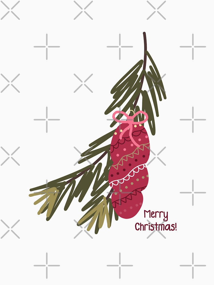 Merry Christmas fir bauble and bow by FrancesPoff