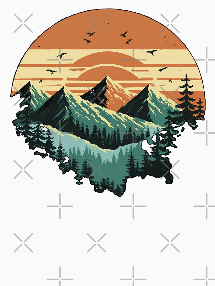 Vintage Mountain Sunrise: Retro Forest Landscape by Loving Nature Gifts