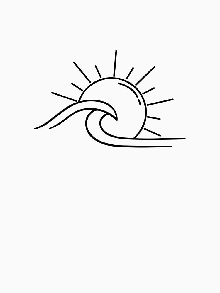 Wave and Sun Minimalist Line Art T-Shirt - Celestial Light Colors by SYLONStudio