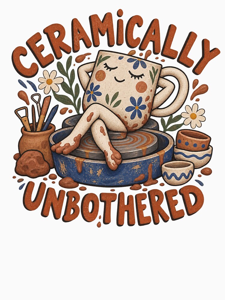 Ceramically Unbothered Funny Pottery Mug Art by ODDLUME CLUB