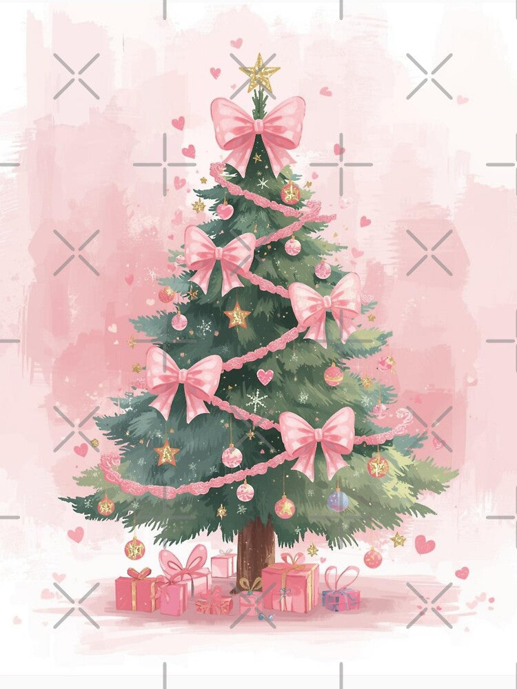 Watercolor Pink Coquette Christmas Tree by Morikiras