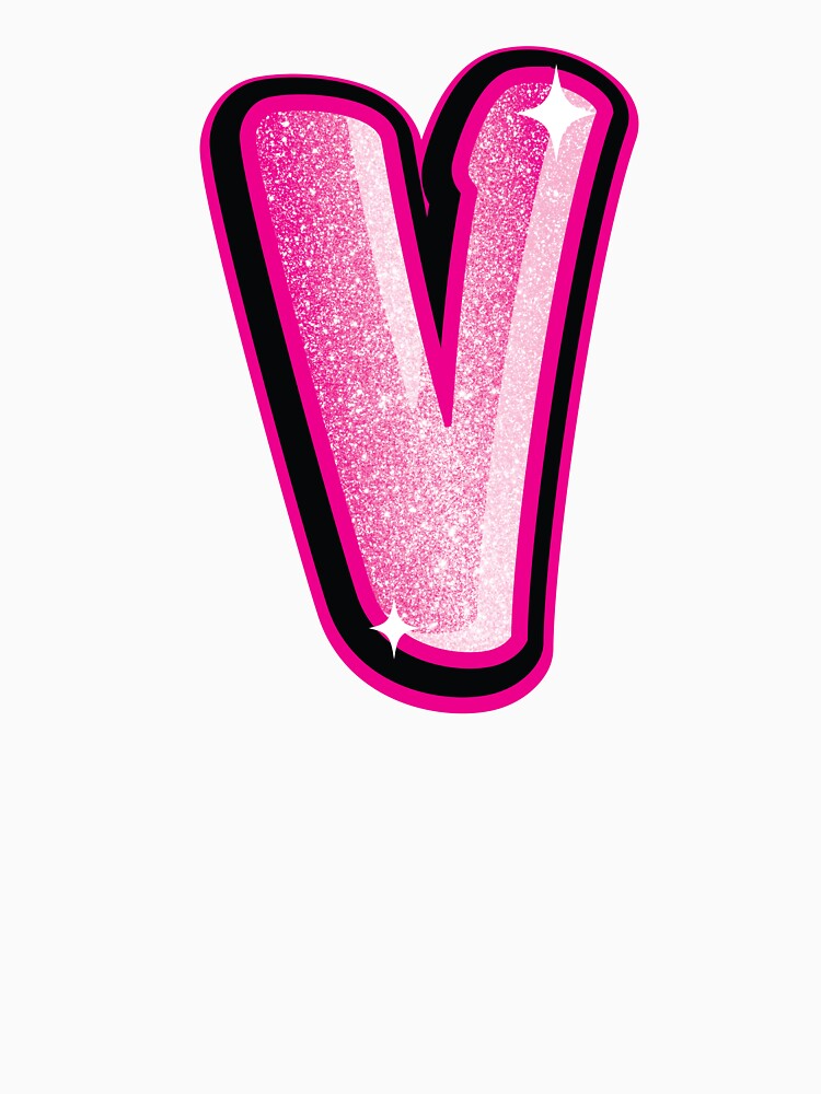 Glitter Pink V Initial Sticker by LazyCreativeCo