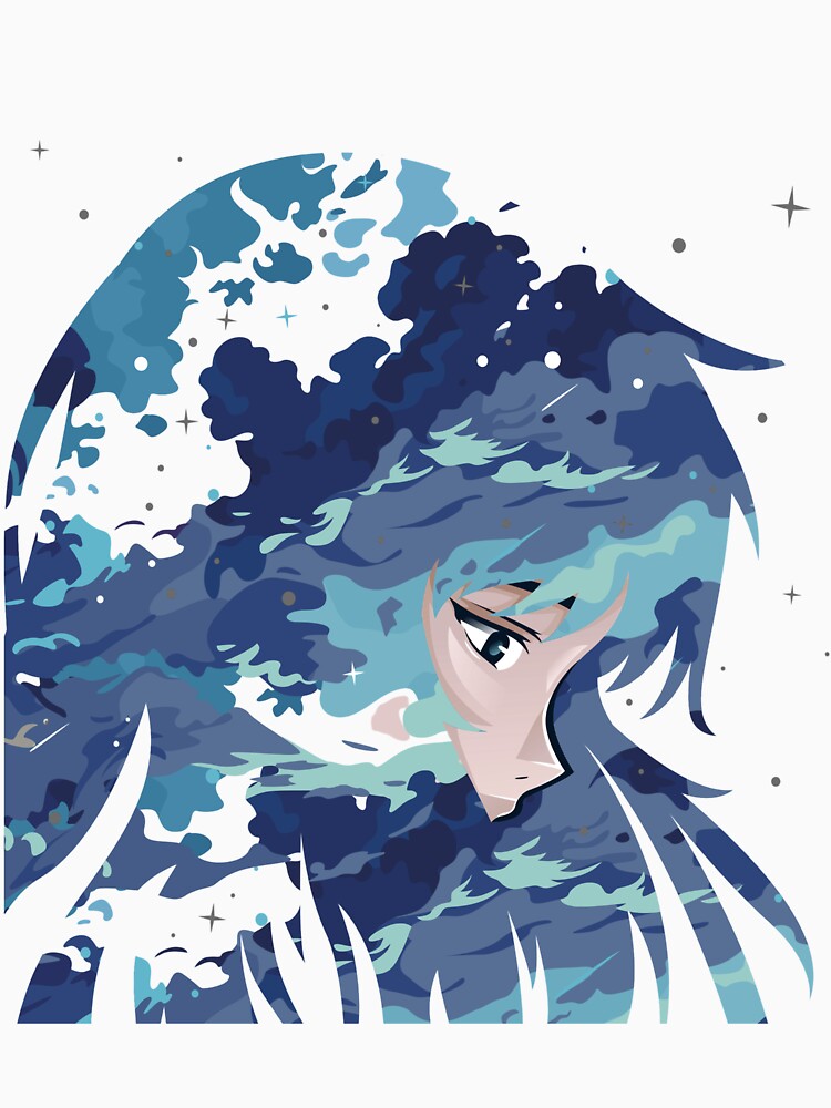 Ocean Spirit Anime Girl Aesthetic Wave Art by Hannah-Yei