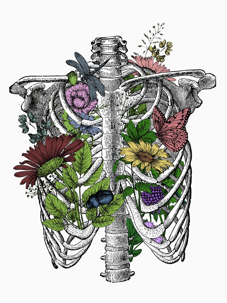 Anatomical Floral Wildlife Rib Cage by redbubbleart18