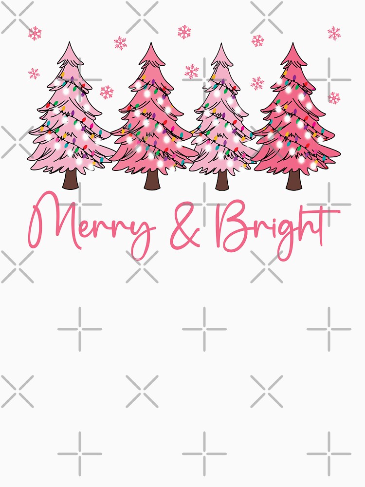 Merry And Bright Pink Pastel Christmas Trees Matching Family Holiday Graphic by Bad Kitty Designz