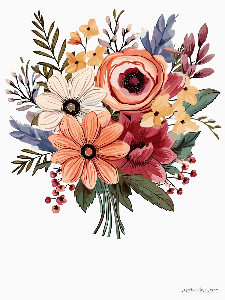 Hand Drawn Flowers Bouquet - Floral Design by Just-Flowers