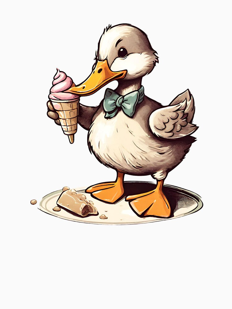 Cute Funny Cartoon Duck Eating Ice Cream by Cuteanimalgifts