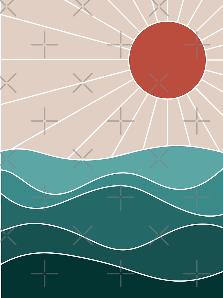 Red Sun over Green Waves by art-by-soma