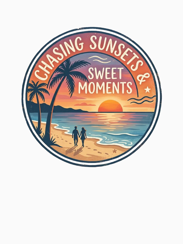Retro 70s Chasing Sunsets and Sweet Moments Beach Aesthetic by MagySale