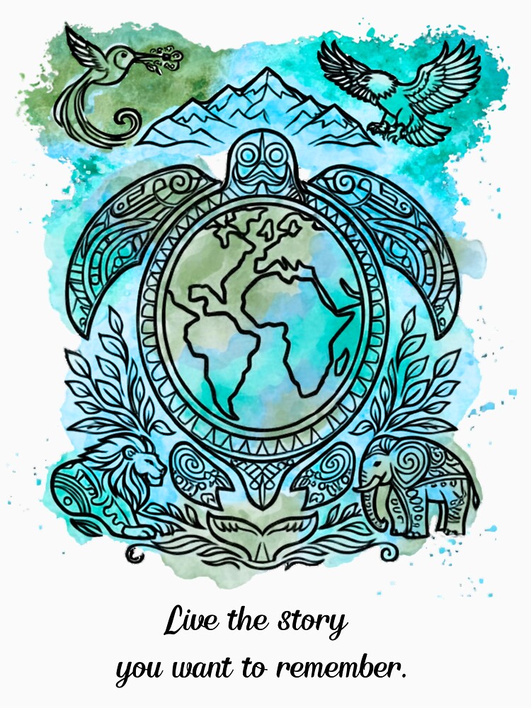 Live The Story Quote Turtle Sticker and T-Shirt by ROARSOME DESiGNS
