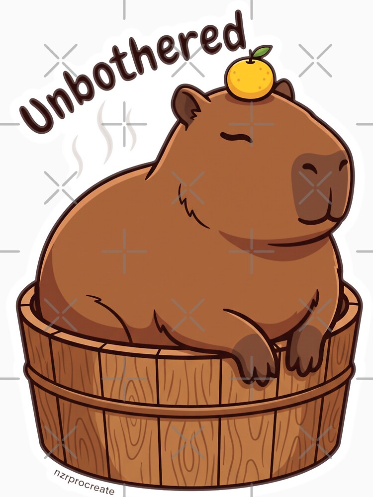 Unbothered Capybara Orange Barrel by NzrProcreate