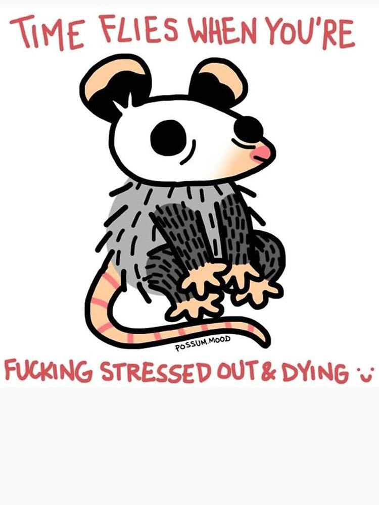 Time flies opossum sticker by JossDesign15