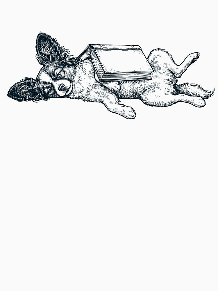 Funny Papillon Reading Book Nap Dog Lover by DoodleTortle