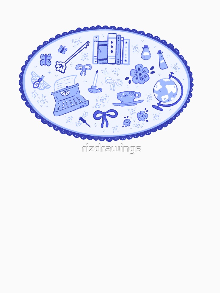 Lace academia medaillon, typewriter, books by rizdrawings