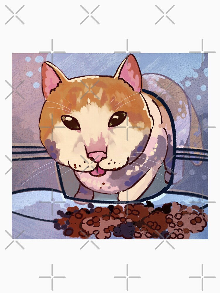 cat eating then looking at the camera meme by Asutip