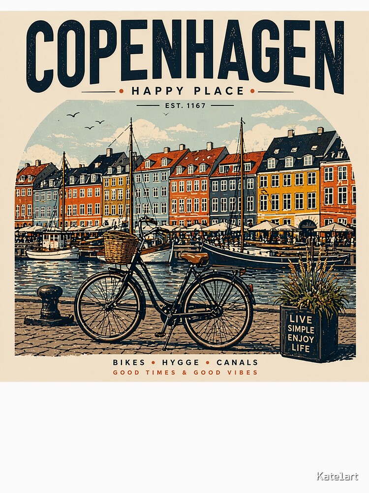 Copenhagen canals bycicles hygge Nyhavn - happy place by Kate1art
