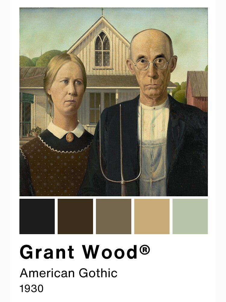Grant Wood - American Gothic - Pantone Color swatch, Art Paintings Art history by Lemon-y-Shark