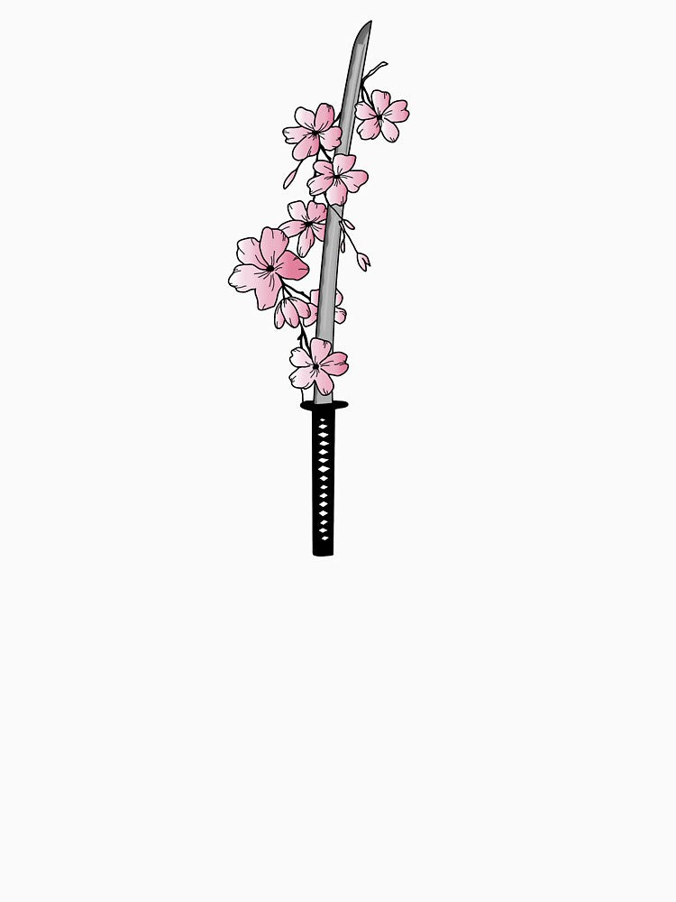 Katana with Cherry Blossoms by Threehitsdeep