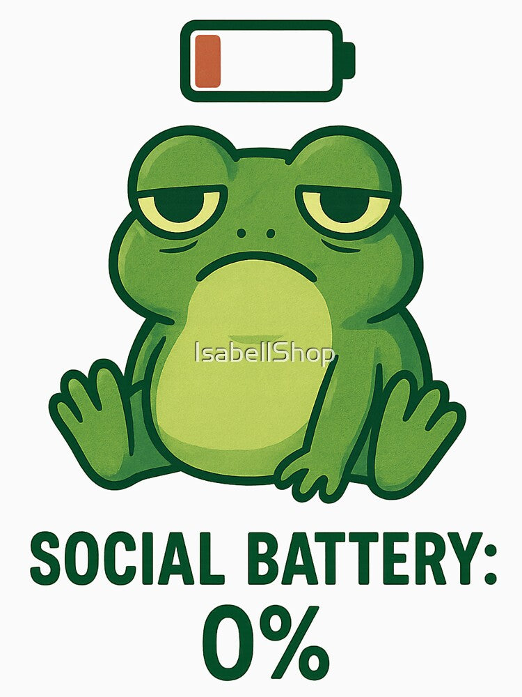 Social Battery 0% Frog – Funny Cute Exhausted Frog by IsabellShop