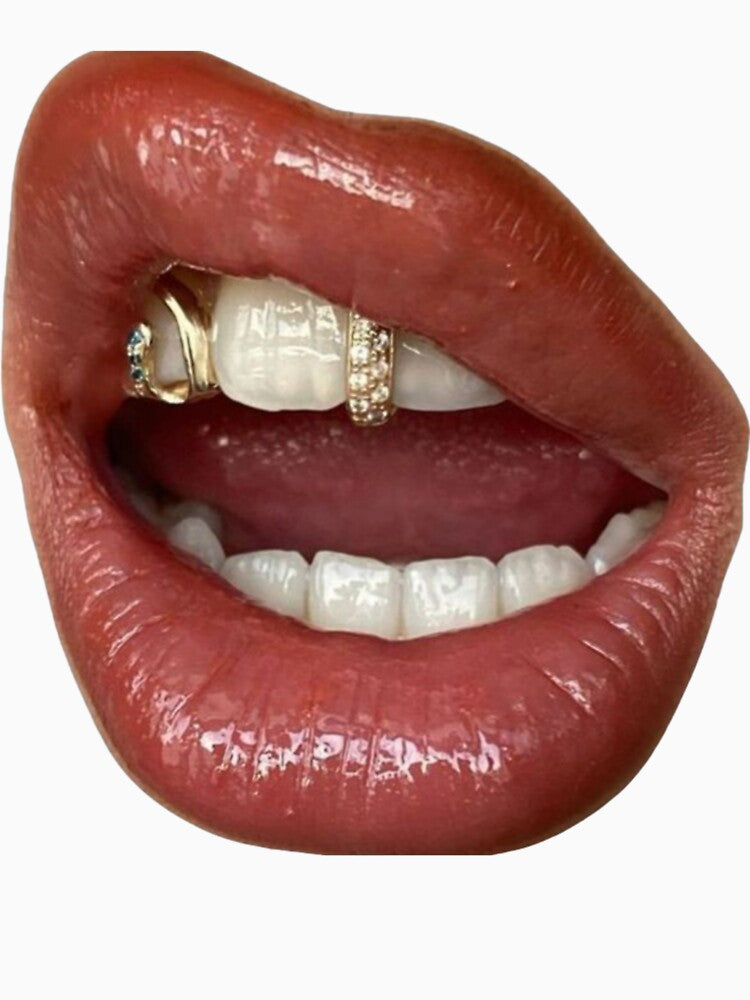 Y2k Baddie Glossy Lips with Grills & Tooth Gems by nyro collective