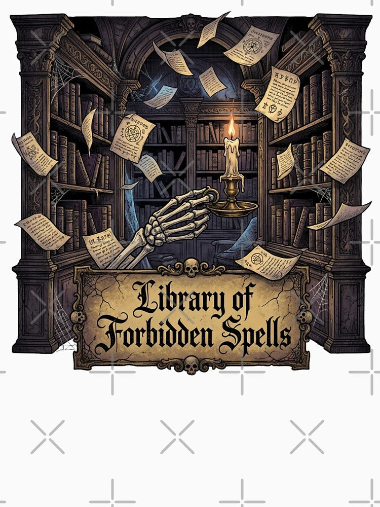 Library of Forbidden Spells Dark Academia Gothic Haunted Book T-Shirt by KreatoLab
