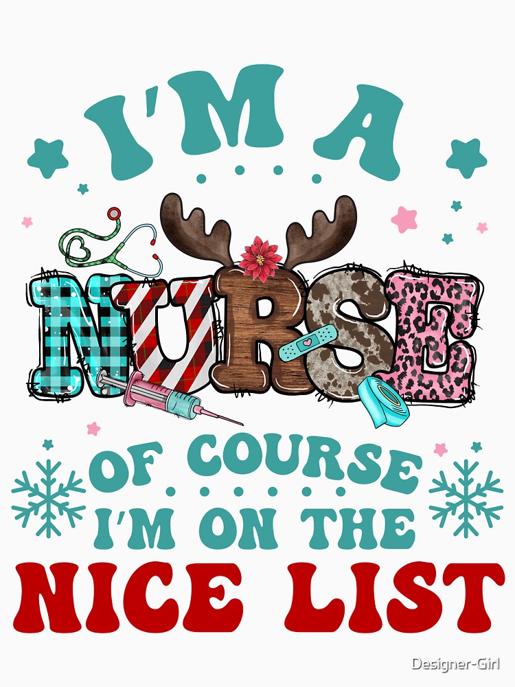 I'm a Nurse - I'm on the nice list Christmas Stethoscope Nurses Leopard Plaid Women by Designer-Girl