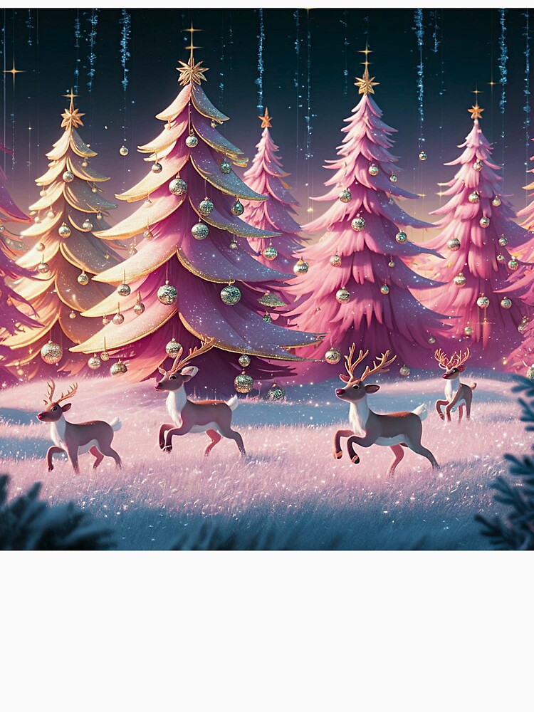 Pink Christmas Outdoor Reindeer Scene 4 by PinkGoddessLove